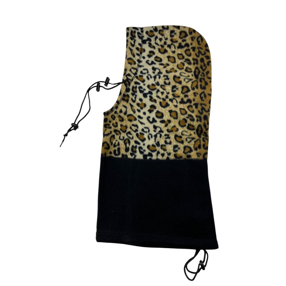 Hot Headz Leopard Print & Black Convertible Fleece Hat Hood Face Cover One Size - Picture 7 of 12